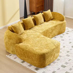 EHMKNP 101 L-Shaped Sectional Sofa with Curved Chaise  Modular Chenille Cloud Couch, No Assembly Required