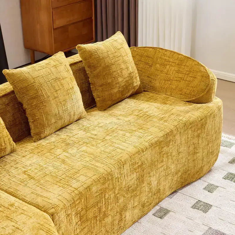 EHMKNP 101 L-Shaped Sectional Sofa with Curved Chaise  Modular Chenille Cloud Couch, No Assembly Required