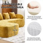 EHMKNP 101 L-Shaped Sectional Sofa with Curved Chaise  Modular Chenille Cloud Couch, No Assembly Required