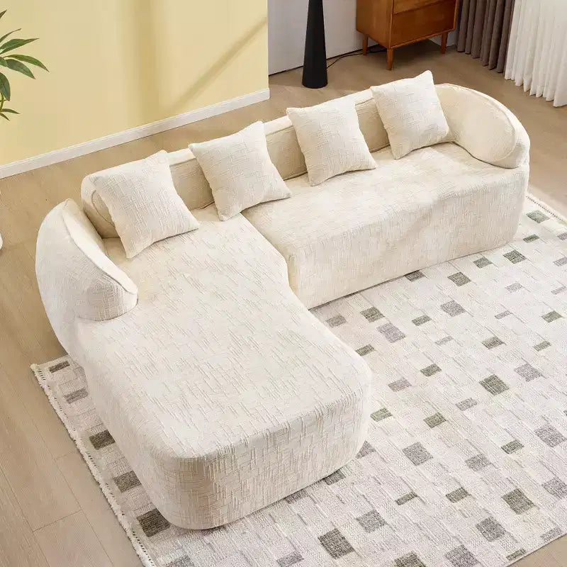 EHMKNP 101 L-Shaped Sectional Sofa with Curved Chaise  Modular Chenille Cloud Couch, No Assembly Required