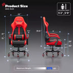 Chaise de jeu ergonomique basique RSPGAME pour adultes, chaises de bureau en cuir PU avec support lombaire vibrant et repose-pieds rétractable, chaises d'ordinateur de maison