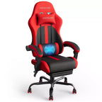 RSPGAME Basic Ergonomic Gaming Chair for Adults, PU Leather Office Chairs with Vibration Lumbar Support and Retractable Footrest, Home Computer Chairs