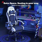 RSPGAME Chaises de jeu ergonomiques basiques pour adultes, chaises de bureau en cuir PU avec support lombaire, coussin à ressorts ensachés et repose-pieds rétractable