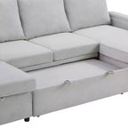 Whisen 109.5 Convertible Sofa Bed, Modern U-Shaped Sofa, Upholstered Couch with Storage Boxes & Pockets, Cup Holders