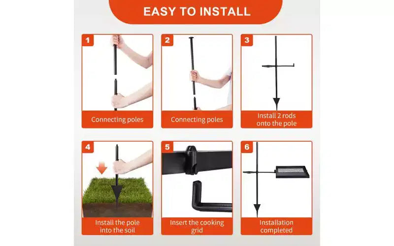 Karl Home Grille de cuisson pliable pivotante portable pour feu de camp, grille de cuisson pour foyer extérieur