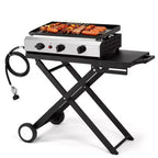 Karl Home 3 Burner Foldable Propane Griddle Rolling Flat Top Gas Grill with Wheels for Outdoor Cooking Camping