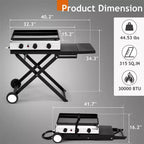 Karl Home Plancha pliable 3 brûleurs au propane avec roues pour cuisson et camping en extérieur