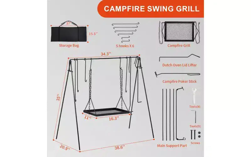 Karl Home Étagère de suspension portable pour ustensiles de cuisine, pour camping en plein air, feu de joie