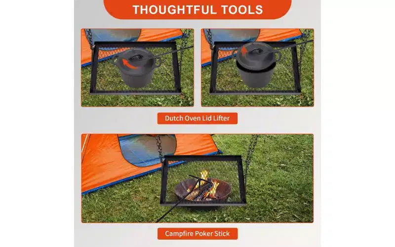 Karl Home Étagère de suspension portable pour ustensiles de cuisine, pour camping en plein air, feu de joie