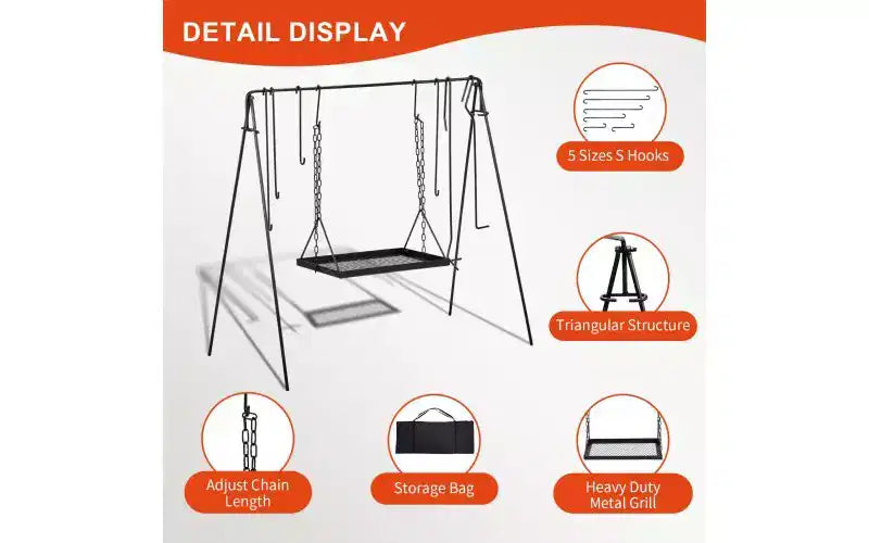 Karl Home Étagère de suspension portable pour ustensiles de cuisine, pour camping en plein air, feu de joie