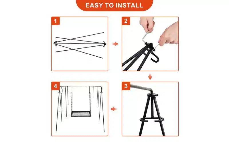 Karl Home Étagère de suspension portable pour ustensiles de cuisine, pour camping en plein air, feu de joie
