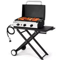 Karl Home 3 Burner Foldable Propane Griddle Rolling Flat Top Gas Grill with Wheels and Lid for Outdoor Cooking Camping