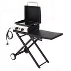 Karl Home 2 Burner Foldable Propane Griddle Rolling Flat Top Gas Grill With Wheels And Lid For Outdoor Cooking