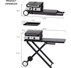 Karl Home Plancha pliable 2 feux au propane avec roulettes et couvercle pour la cuisson en extérieur