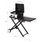 Karl Home Plancha pliable 2 feux au propane avec roulettes et couvercle pour la cuisson en extérieur
