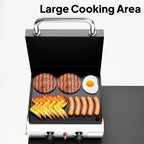 Karl Home Plancha pliable 2 feux au propane avec roulettes et couvercle pour la cuisson en extérieur
