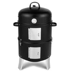 Karl Home Vertical Steel Charcoal Smoker Double Layer Round BBQ Grill for Outdoor Cooking