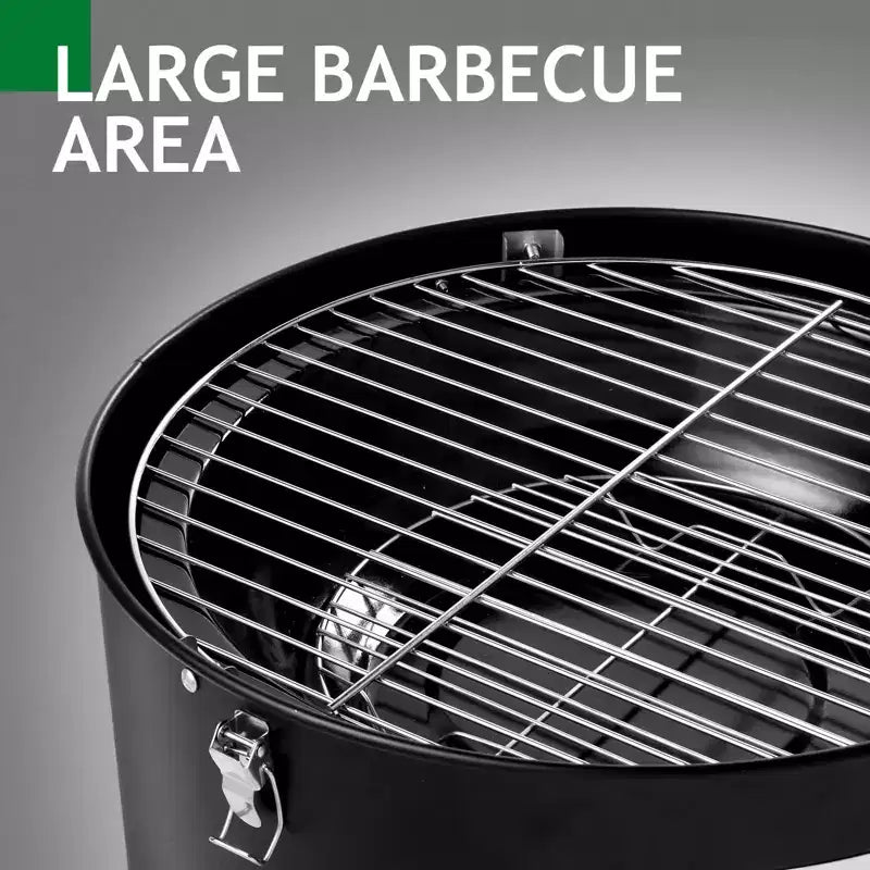 Karl Home Vertical Steel Charcoal Smoker Double Layer Round BBQ Grill for Outdoor Cooking