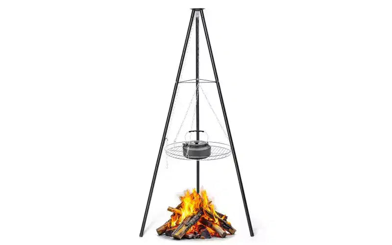 Karl Home Campfire Tripod Grill Adjustable Height BBQ Grill Grate