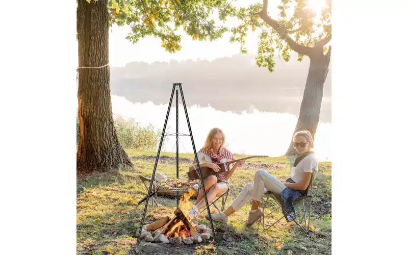 Karl Home Campfire Tripod Grill Adjustable Height BBQ Grill Grate