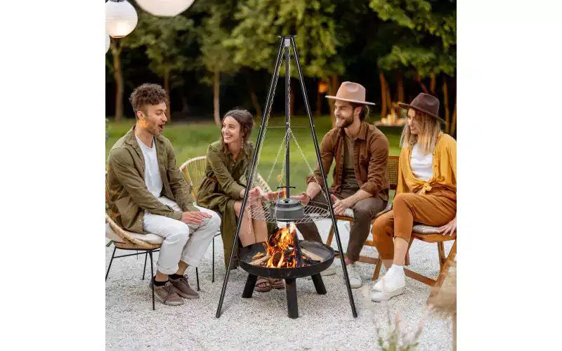 Karl Home Campfire Tripod Grill Adjustable Height BBQ Grill Grate