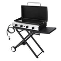 Karl Home 4 Burner Foldable Propane Griddle Rolling Flat Top Gas Grill with Wheels and Lid for Outdoor Cooking Camping