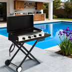Plaque chauffante pliable au propane Karl Home 4 brûleurs, avec roulettes et couvercle, pour la cuisson en extérieur et le camping