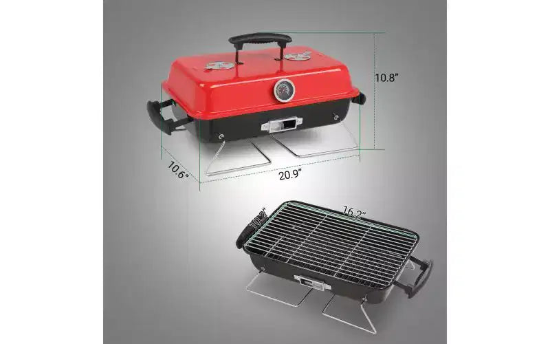 Karl Home Barbecue Portable d'Extérieur sur Table au Charbon de Bois, Rouge