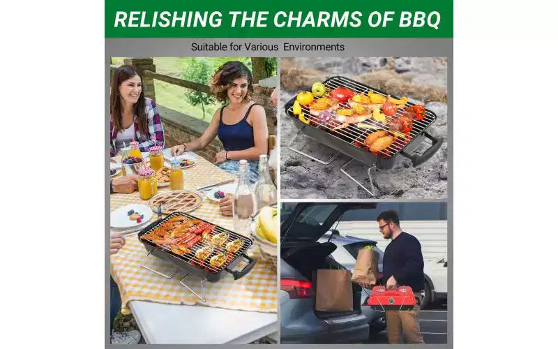 Karl Home Barbecue Portable d'Extérieur sur Table au Charbon de Bois, Rouge