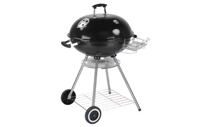 Karl Home Portable Charcoal Grill in Black with Wheels and Storage Holder