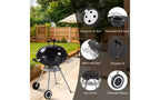 Karl Home Portable Charcoal Grill in Black with Wheels and Storage Holder