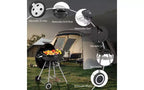 Karl Home Portable Charcoal Grill in Black with Wheels and Storage Holder