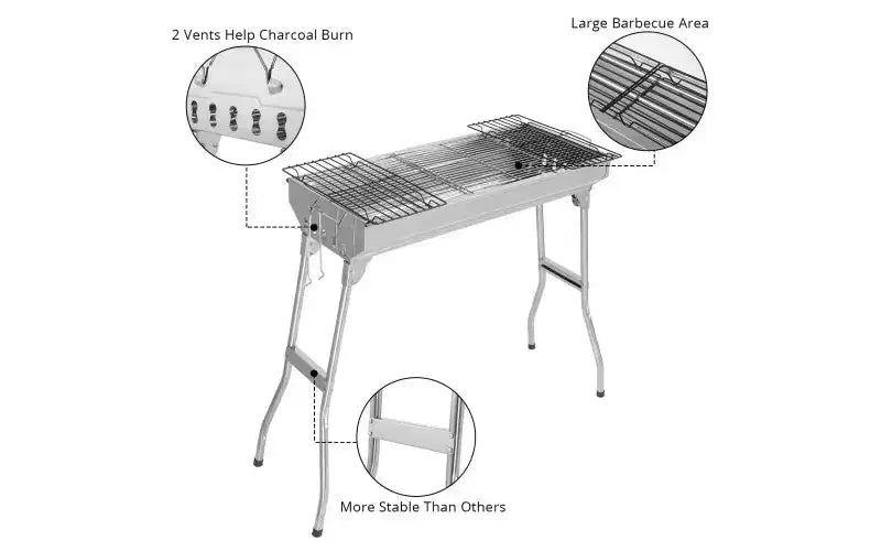 Karl Home 27.5 in. Portable Charcoal Grill in Stainless Steel