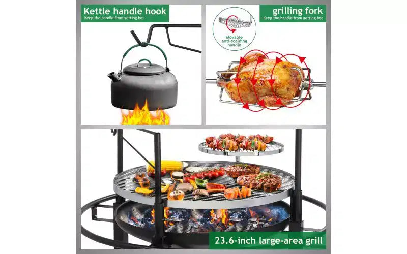 Barbecue portable au charbon Karl Home de 33,5 po de largeur
