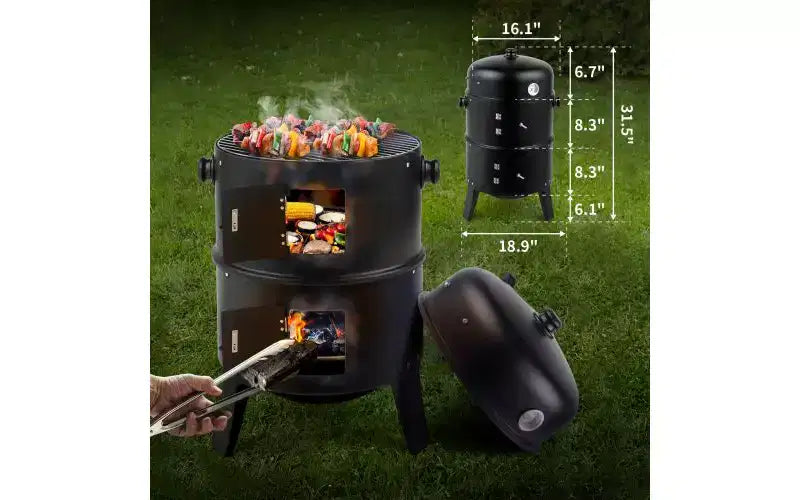 Karl Home Kamado Portable 144 Square Inches Smoker & Grill