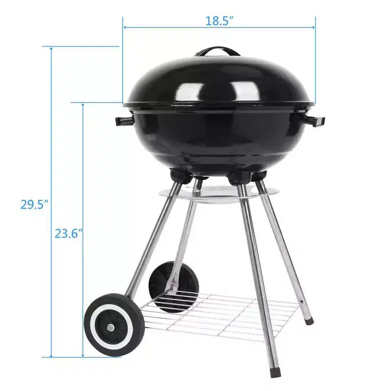 Karl Home 18 in. Apple Charcoal Grill in Black with Wheels