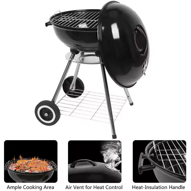 Karl Home 18 in. Apple Charcoal Grill in Black with Wheels