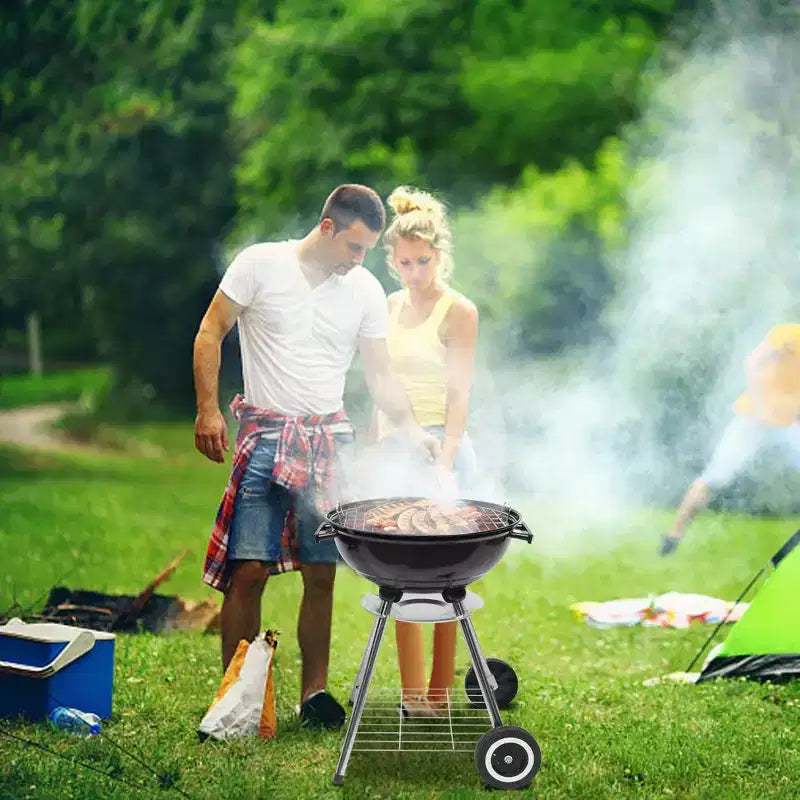 Karl Home 18 in. Apple Charcoal Grill in Black with Wheels