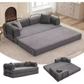 4-in-1 Convertible Sleeper Sofa, Corduroy Fabric with Pillows, No Assembly Needed, Sturdy Frame for Small Space Living Room
