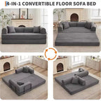 4-in-1 Convertible Sleeper Sofa, Corduroy Fabric with Pillows, No Assembly Needed, Sturdy Frame for Small Space Living Room