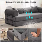 4-in-1 Convertible Sleeper Sofa, Corduroy Fabric with Pillows, No Assembly Needed, Sturdy Frame for Small Space Living Room