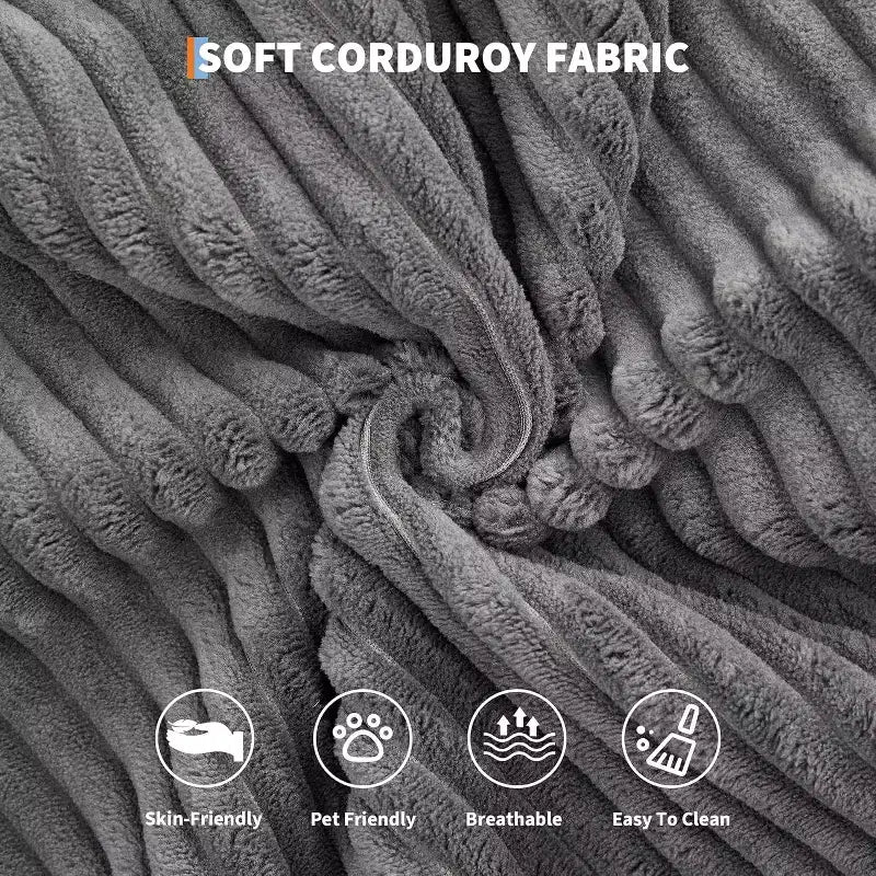 4-in-1 Convertible Sleeper Sofa, Corduroy Fabric with Pillows, No Assembly Needed, Sturdy Frame for Small Space Living Room