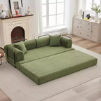 4-in-1 Convertible Sleeper Sofa, Corduroy Fabric with Pillows, No Assembly Needed, Sturdy Frame for Small Space Living Room
