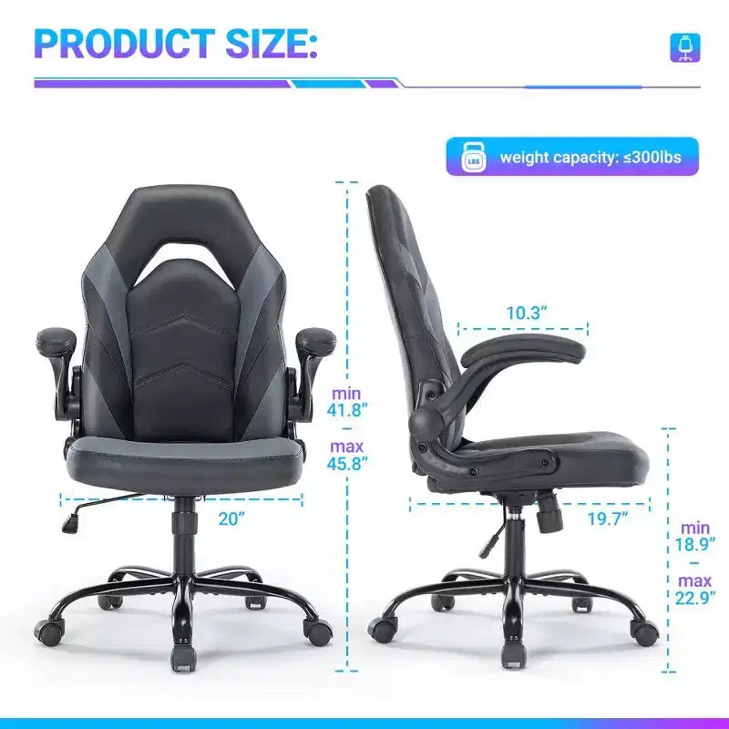 TUYOHW Ergonomic Gaming Chair,S-Shaped Backrest Office Chair with Rocking Mode & Adjustable Height,High Resilience Foam