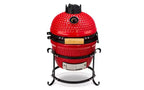 Karl Home 13 in. Kamado Ceramic Charcoal Grill In Red With Grill Stand