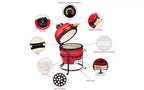 Karl Home 13 in. Kamado Ceramic Charcoal Grill In Red With Grill Stand