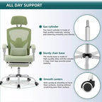 TUYOHW Chaise de bureau en maille pivotante à roulettes avec repose-pieds rétractable, chaise de gamer avec coussin de soutien lombaire pour le bureau