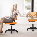 Chaise de bureau TUYOHW à roulettes en maille, croisée pivotante, avec hauteur réglable et soutien lombaire, chaise de jeu à dossier bas pour le bureau