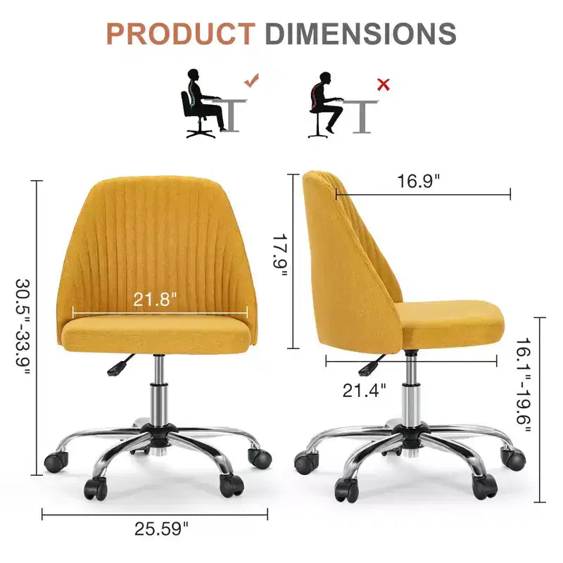 TUYOHW Chaise pivotante croisée à roulettes, chaise de bureau avec hauteur réglable et support lombaire, chaise de jeu sans accoudoirs pour le bureau