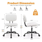 Chaise pivotante TUYOHW en cuir PU avec roulettes, Chaise de bureau sans accoudoirs avec hauteur réglable et soutien lombaire, Chaise de gaming pour le bureau